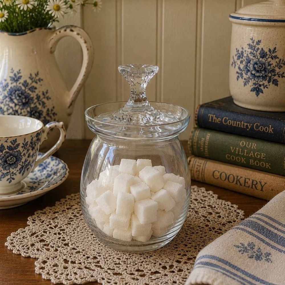 Vintage Clear Glass Lidded Jar/Canister